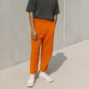 LANDLORD Runway Corduroy Orange Pleated Trouser Pants